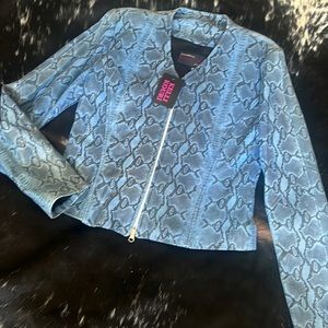 Vintage find!  New with tags Kelli Kouri unique blue leather snake print jacket